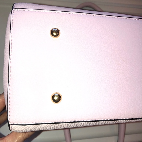 🎉2xHP🎉 VEGAN LEATHER Satchel Snake Skin Center Zip Handbag Pink + Gold Hardware - Picture 15 of 16